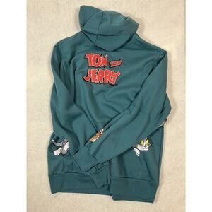 Tom & Jerry Hoodie Pullover Sweatshirt Cartoon Characters Mens L New W/ Tags